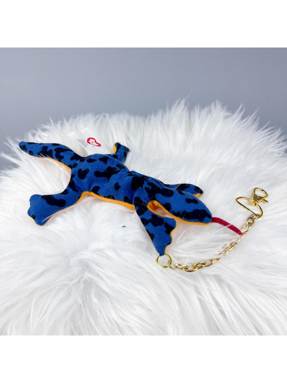 Plush Bag Charm | Upcycled Mini Beanie Baby Blue Lizard Keychain